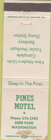 Matchbook Cover - Pines Motel Deer Park WA WEAR