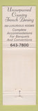 Matchbook Cover - Le Auberge Somerset Inn Troy MI