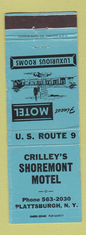 Matchbook Cover - Crilley's Shoremont Motel Plattsburg NY WEAR