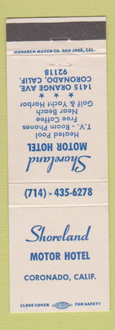 Matchbook Cover - Shoremont Motor Hotel Coronado CA