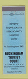 Matchbook Cover - Buckingham Tourist Court Buckingham Court House VA BLUE