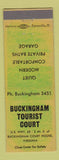 Matchbook Cover - Buckingham Tourist Court Buckingham Court House VA GREEN