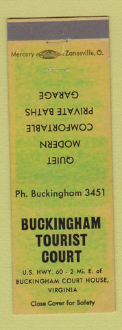Matchbook Cover - Buckingham Tourist Court Buckingham Court House VA GREEN