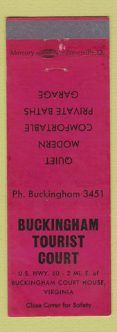 Matchbook Cover - Buckingham Tourist Court Buckingham Court House VA RED