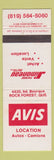 Matchbook Cover - Avis Car Rentals Rock Forest QC