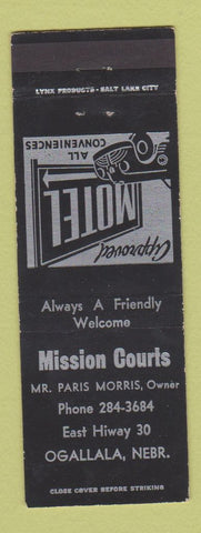 Matchbook Cover - Mission Courts motel Ogallala NE
