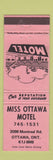 Matchbook Cover - Miss Ottawa Motel Ottawa ON