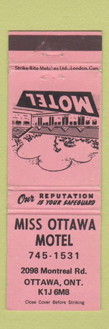 Matchbook Cover - Miss Ottawa Motel Ottawa ON