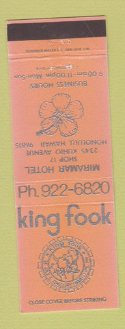Matchbook Cover - King Fook Miramar Hotel Honolulu Hawaii