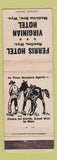 Matchbook Cover - Ferris Hotel Virginian Hotel Rawlins Medicine Bow WY WEAR
