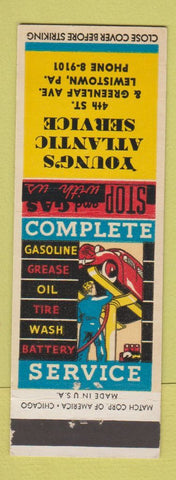 Matchbook Cover - Young's Atlantic oil gas Lewistown PA