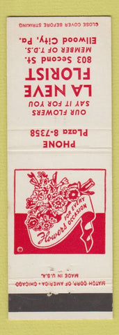 Matchbook Cover - La Neve Florist Flowers Ellwood City PA