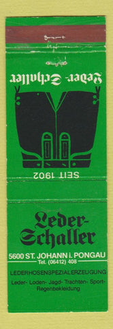 Matchbook Cover - Leder Schaller Pongau St Johann Austria