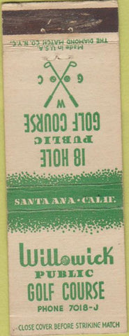 Matchbook Cover - Willowick Public Golf Santa Ana CA