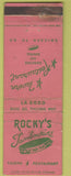 Matchbook Cover - Rocky's Tambourine  WORN