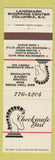 Matchbook Cover - Checkmate East Men's Clothes Columbia SC