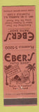 Matchbook Cover - Eber's Patio Shop Plainfield NJ