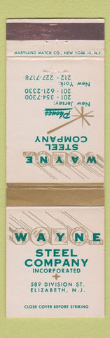Matchbook Cover - Wayne Steel Company Elizabeth NJ