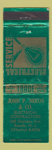 Matchbook Cover - John Mikos Electrical Contractor Roselle NJ WEAR