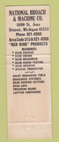 Matchbook Cover - National Broach and Machine Detroit MI Red Ring Products