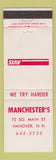 Matchbook Cover - Avis Car Rentals Manchester's Hanover NH