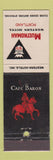 Matchbook Cover - Multnomah Hotel Portland OR Cafe Baron