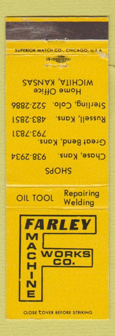 Matchbook Cover - Farley Machine Works Chase Great Bend Russell Wichita KS