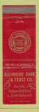 Matchbook Cover - Richmond Bank and Trust South Richmond VA
