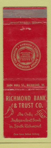 Matchbook Cover - Richmond Bank and Trust South Richmond VA