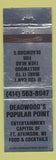 Matchbook Cover - Deadwood's Popular Point Fort Atkinson WI WEAR