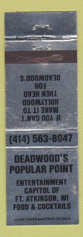 Matchbook Cover - Deadwood's Popular Point Fort Atkinson WI WEAR