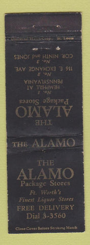 Matchbook Cover - Alamo Liquor Stores Fort Worth TX WORN
