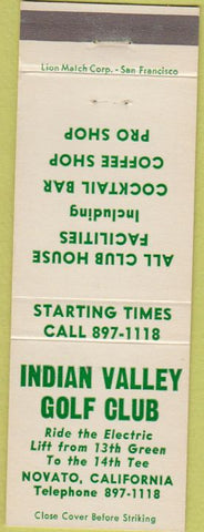 Matchbook Cover - Indian Valley Golf Club Novato CA