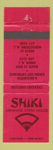 Matchbook Cover - Shiki Japanese Steak House Union Middletown NJ WEAR