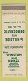 Matchbook Cover - Winston and Kreszl Election Hillside Township NJ 1956 WEAR