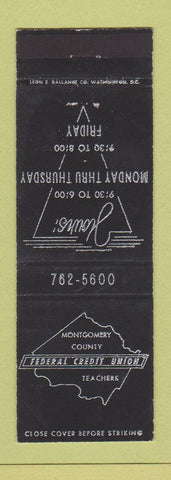 Matchbook Cover - Montgomery County Federal Teachers Credit Union MD
