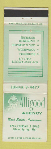 Matchbook Cover - Alligood Real Estate Insurance Silver Spring MD