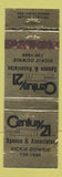 Matchbook Cover - Century 21 Real Estate Spence Vickie Downie WEAR