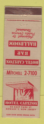 Matchbook Cover - Hotel Carlton Newark NJ