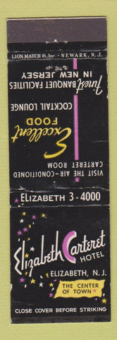 Matchbook Cover - Elizabeth Carteret Hotel Elizabeth NJ #1
