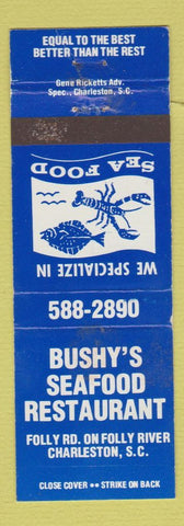 Matchbook Cover - Bush's Seafood Restaurant Charleston SC