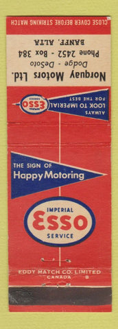 Matchbook Cover - Esso oil gas Norquay Dodge DeSoto Banff AB
