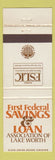 Matchbook Cover - First Federal Savings and Loan Lake Worth FL