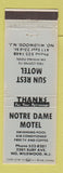 Matchbook Cover - Notre Dame Motel North Wildwood NJ Sun Rest Motel WEAR
