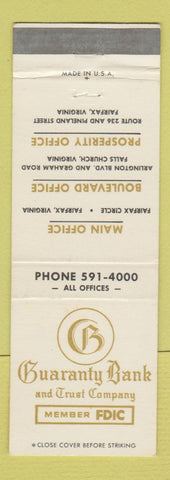 Matchbook Cover - Guaranty Bank and Trust Fairfax Falls Church VA
