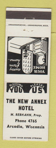 Matchbook Cover - New Annex Hotel Arcadia WI WHITE