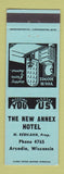 Matchbook Cover - New Annex Hotel Arcadia WI TEAL