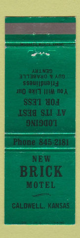 Matchbook Cover - New Brick Motel Caldwell KS