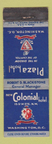 Matchbook Cover - Plaza Hotel New Colonial Washington DC WEAR