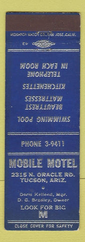 Matchbook Cover - Mobile Motel Tucson AZ